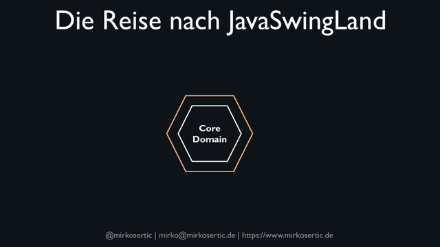 @mirkosertic | mirko@mirkosertic.de | https://www.mirkosertic.de
Die Reise nach JavaSwingLand
Core
Domain
