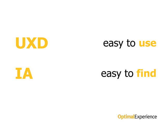 Easy to find
UXD easy to use
IA easy to find
