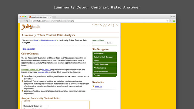Luminosity Colour Contrast Ratio Analyser
