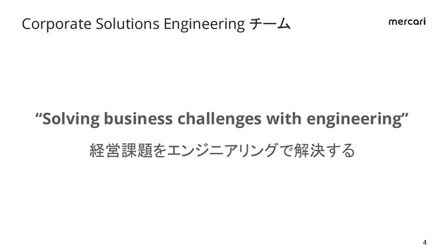 4
Corporate Solutions Engineering チーム
“Solving business challenges with engineering”
経営課題をエンジニアリングで解決する
