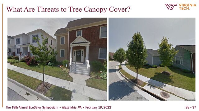 The 18th Annual EcoSavvy Symposium • Alexandria, VA • February 19, 2022
What Are Threats to Tree Canopy Cover?
28  37
