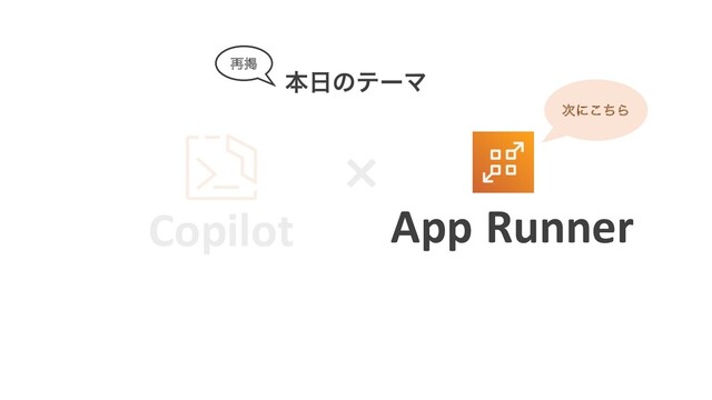 App Runner
Copilot
ຊ೔ͷςʔϚ
࣍ʹͪ͜Β
࠶ܝ
