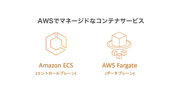 Amazon ECS AWS Fargate
(コントロールプレーン) (データプレーン)
"84ͰϚωʔδυͳίϯςφαʔϏε
