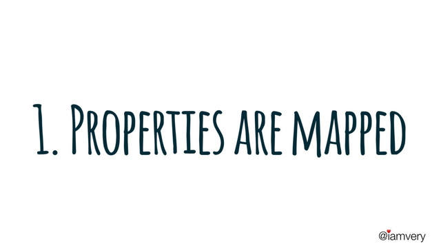 @iamvery
♥
1. Properties are mapped
