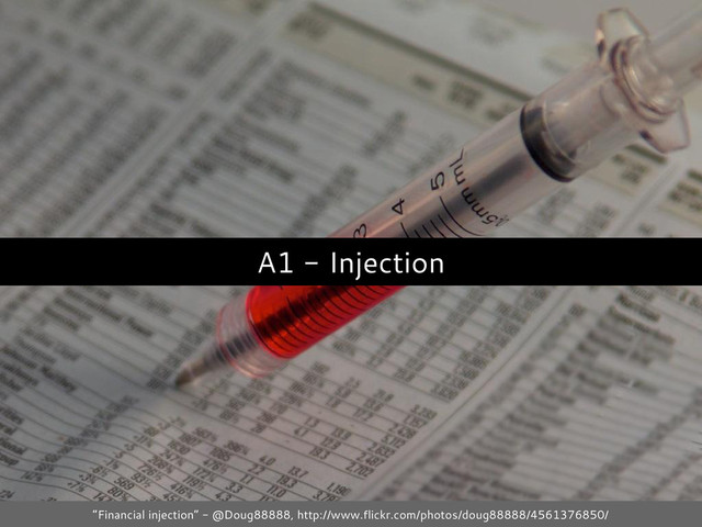 A1 - Injection
“Financial injection” - @Doug88888, http://www.flickr.com/photos/doug88888/4561376850/
