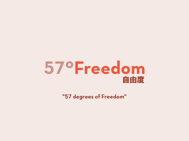 57ºFreedom
ࣗ༝౓
"57 degrees of Freedom"
