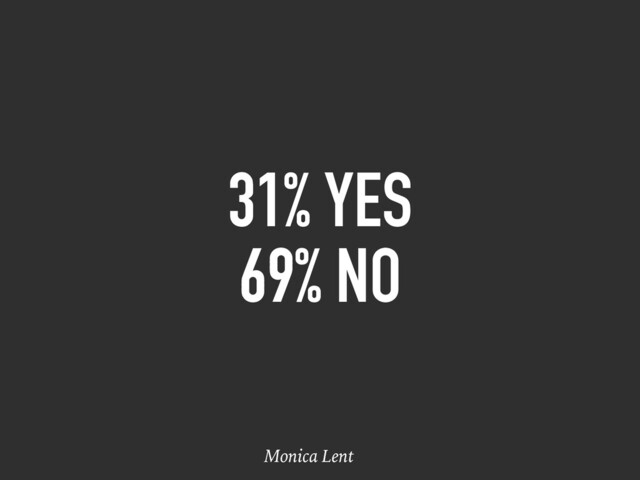 31% YES
69% NO
Monica Lent
