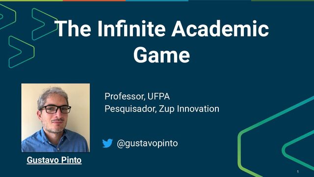 Gustavo Pinto
The Inﬁnite Academic
Game
1
Professor, UFPA
Pesquisador, Zup Innovation
@gustavopinto
