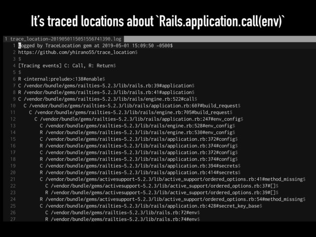 It’s traced locations about `Rails.application.call(env)`
