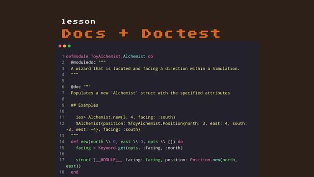 Docs + Doctest
lesson
