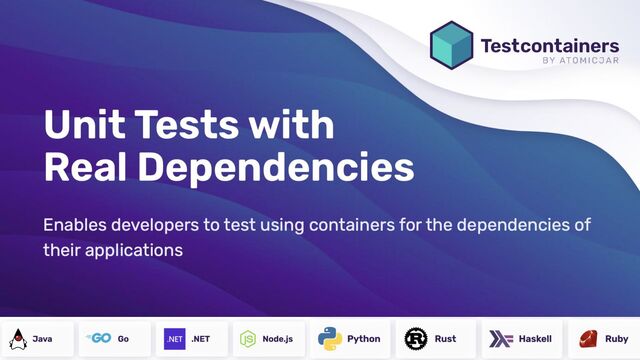 Testcontainers do:
- Enable developers to test using containers
for the dependencies of their
applications/services
