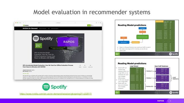 5
Model evaluation in recommender systems
https://www.nvidia.com/en-us/on-demand/session/gtcspring21-s32017/

