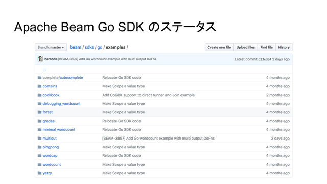 Apache Beam Go SDK のステータス
