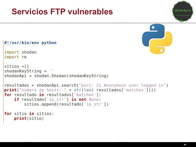 48
Servicios FTP vulnerables

