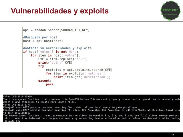 50
Vulnerabilidades y exploits
