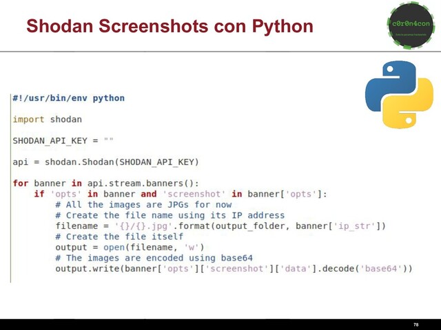 78
Shodan Screenshots con Python
