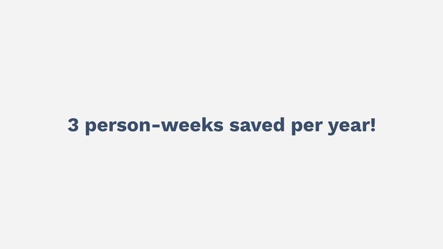 3 person-weeks saved per year!
