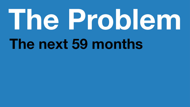 The Problem
The next 59 months
