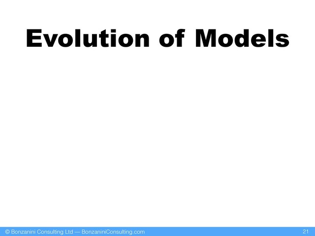 © Bonzanini Consulting Ltd — BonzaniniConsulting.com
Evolution of Models
21

