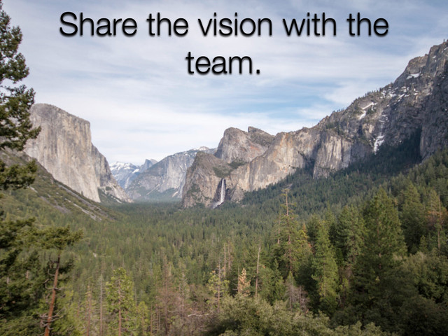 Share the vision with the
team.
