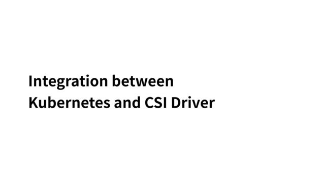 Integration between
Kubernetes and CSI Driver
