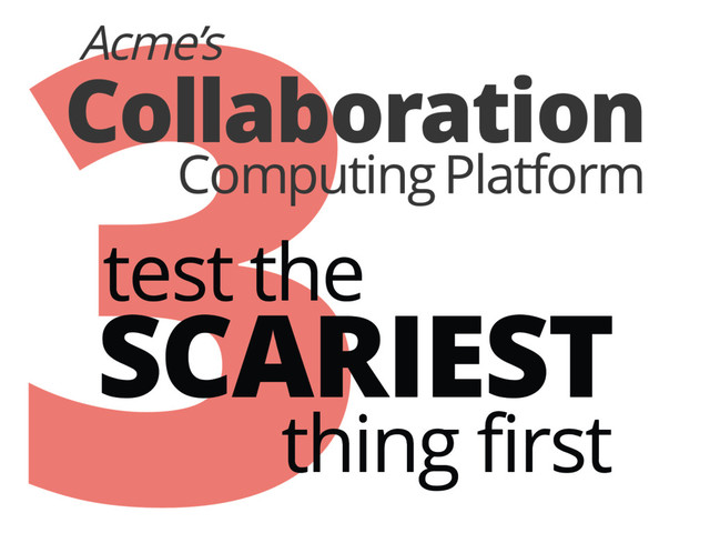 3
Acme’s
Collaboration
Computing Platform
SCARIEST
test the
thing first
