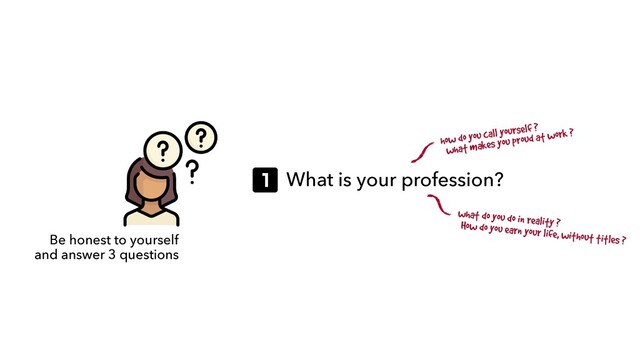 Be honest to yourself
 
and answer 3 questions
What is your profession?
what do you do in reality ?
how do you call yourself ?
what makes you proud at work ?
How do you earn your life, without titles ?
