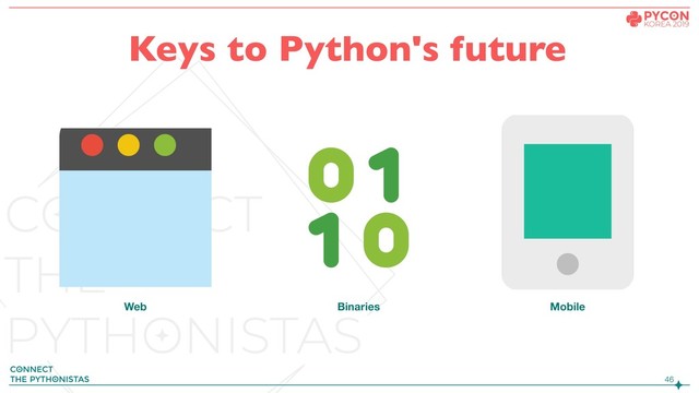 !46
Web Binaries Mobile
Keys to Python's future
