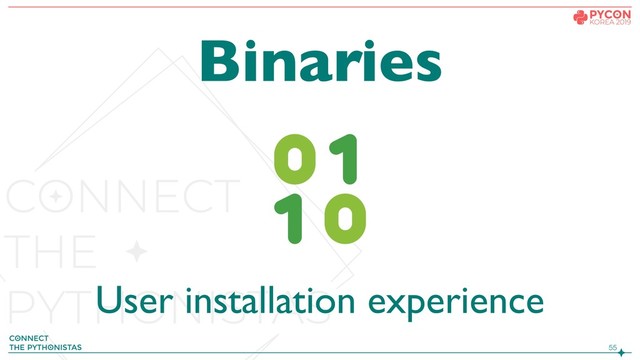 !55
Binaries
User installation experience
