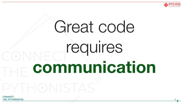 !8
Great code
requires
communication
