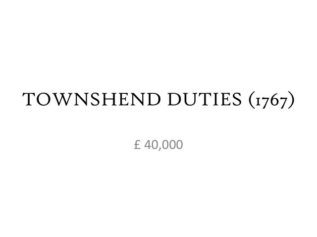 TOWNSHEND DUTIES (1767)
£ 40,000
