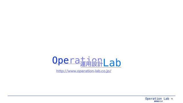 Operation Lab
ӡ༻ઃܭϥϘ
15
Operation
ӡ༻ઃܭ
IUUQXXXPQFSBUJPOMBCDPKQ
Lab
