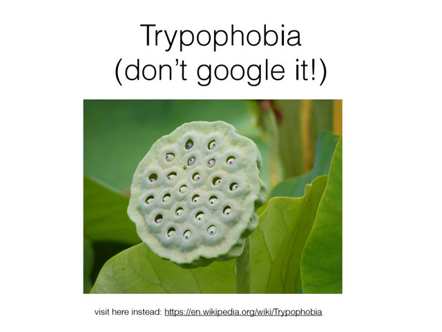 Trypophobia 
(don’t google it!)
visit here instead: https://en.wikipedia.org/wiki/Trypophobia
