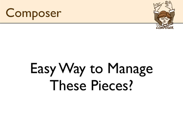 Easy Way to Manage
These Pieces?
Composer
