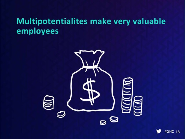 Multipotentialites make very valuable
employees
#GHC 18
