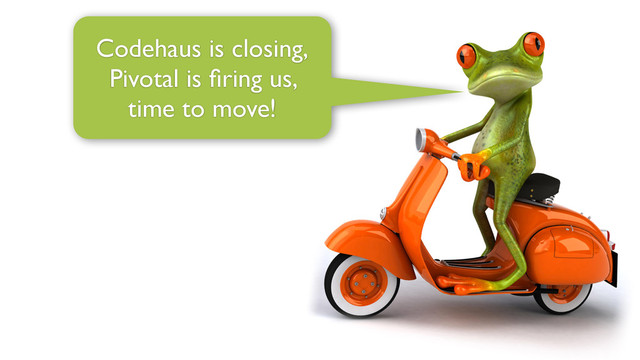 Codehaus is closing,
Pivotal is ﬁring us,
time to move!
