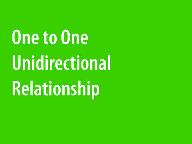One to One
Unidirectional
Relationship
