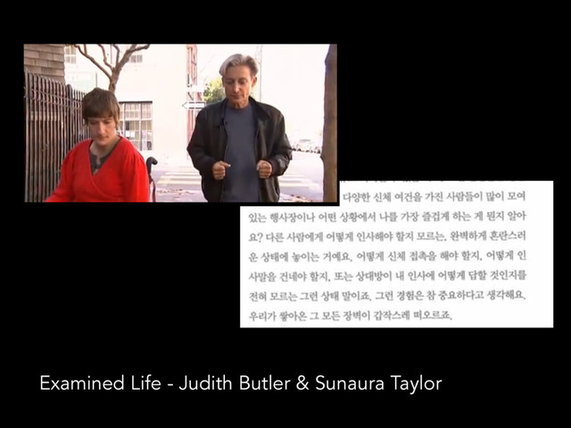 Examined Life - Judith Butler & Sunaura Taylor
