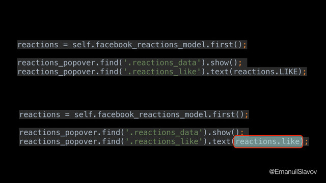 reactions = self.facebook_reactions_model.first();
reactions_popover.find('.reactions_data').show();
reactions_popover.find('.reactions_like').text(reactions.LIKE);
reactions = self.facebook_reactions_model.first();
reactions_popover.find('.reactions_data').show();
reactions_popover.find('.reactions_like').text(reactions.like);
@EmanuilSlavov

