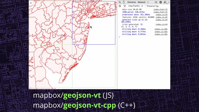 mapbox/geojson-vt (JS)
mapbox/geojson-vt-cpp (C++)
