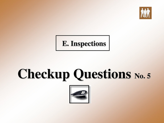 E. Inspections
Checkup Questions No. 5
