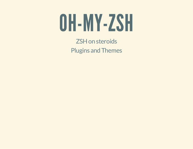 OH-MY-ZSH
ZSH on steroids
Plugins and Themes
