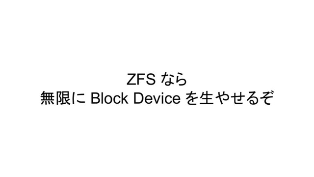 ZFS なら
無限に Block Device を生やせるぞ

