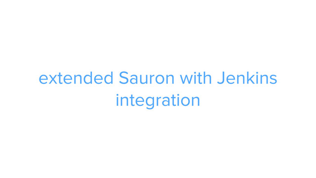 CAROUSEL ADS
ADS
extended Sauron with Jenkins
integration

