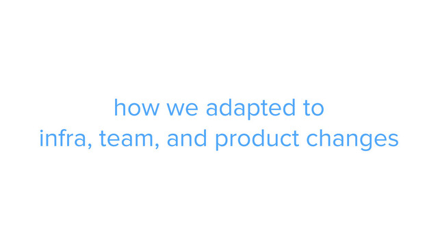 how we adapted to
infra, team, and product changes
