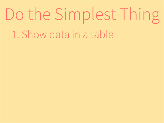 Do the Simplest Thing
1. Show data in a table
