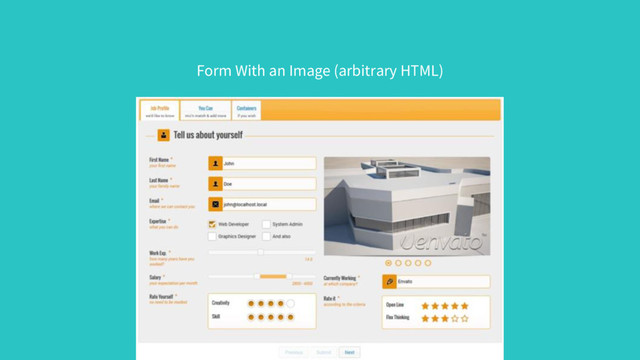 Form With an Image (arbitrary HTML)
