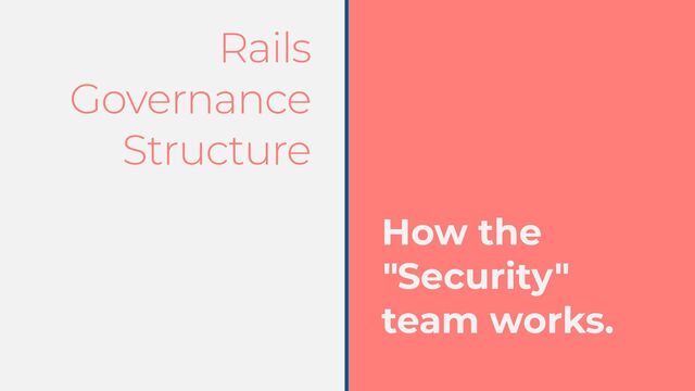 Rails
Governance
Structure
How the
"Security"
team works.
