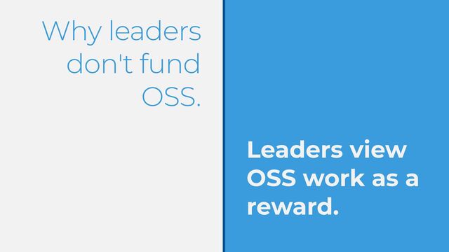 Why leaders
don't fund
OSS.
Leaders view
OSS work as a
reward.
