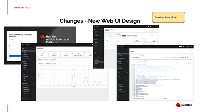 Changes - New Web UI Design
What’s new in 2.1?
Based on PatternFly 4
